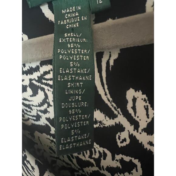 Ralph Lauren Stretchy Black White Floral Midi Dress 12 Romantic Wedding guest - Picture 10 of 10